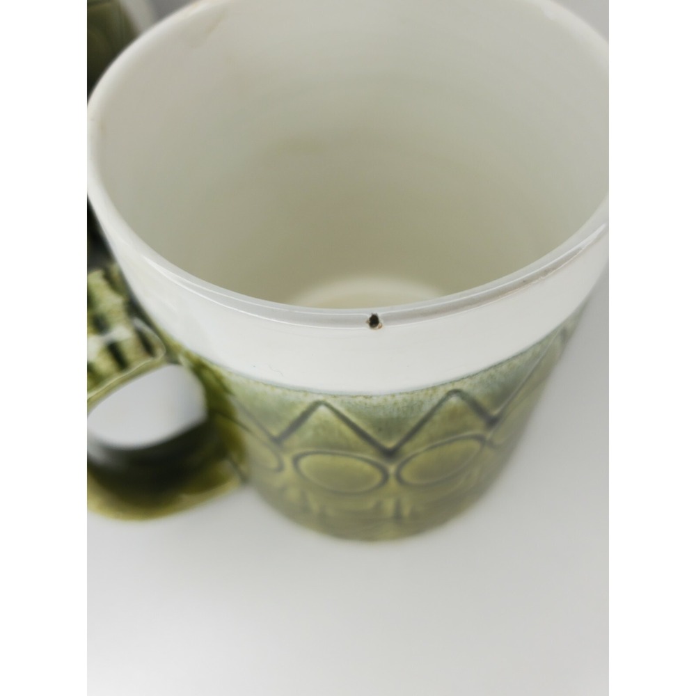 ☕TWO 60's Geometric Artistic Green White Coffee‎ Mug Cup Portugal - Picture 6 of 7